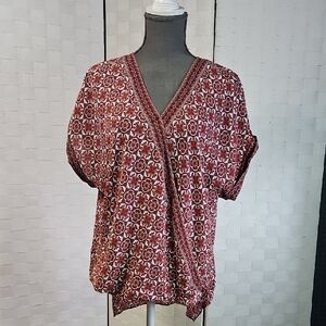 Max Studio Red Bohemian V-Neck Blouse